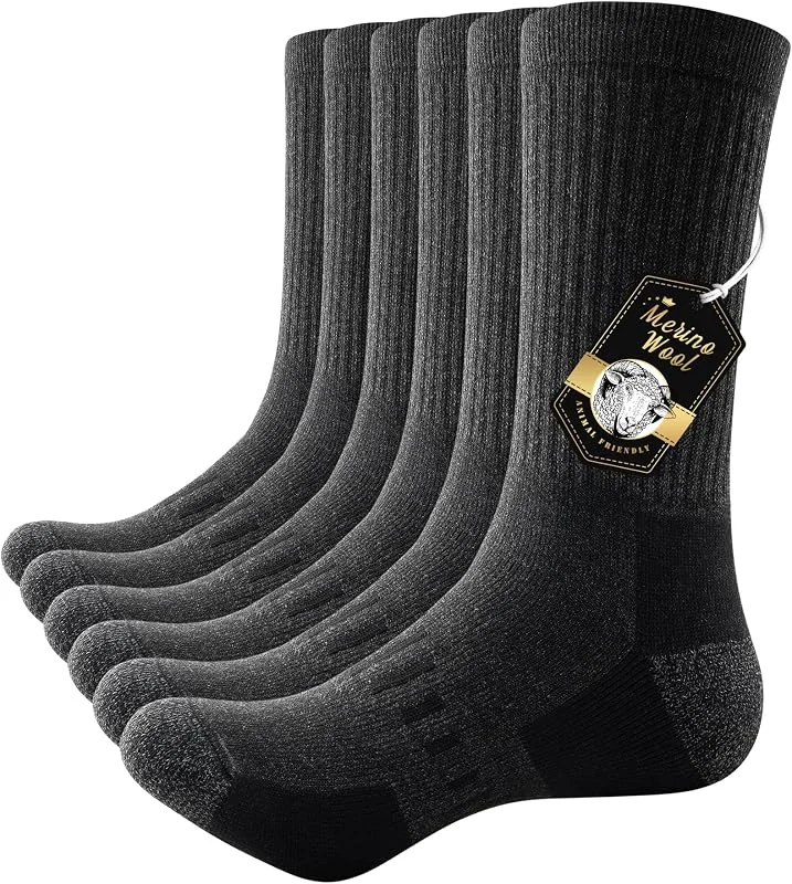PULIOU Chaussettes Laine Mérinos Homme Femme 43-46, Chaussettes de Randonnée Épaisses, Chaussette De Sport Respirantes Et Antidérapante, Anti-Ampoules, Confort, 3 Paires — Vetements ski
