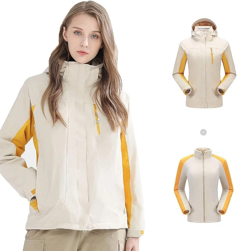 MU Veste de Ski Imperméable de 3 En 1 Pour Femmes, White, L — Vetements ski