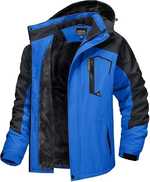 MAGCOMSEN Manteau Ski Homme Veste Imperméable en Polaire Coupe-Vent Chaude Avec Multi-Poches et Capuche Détachable — Vetements ski
