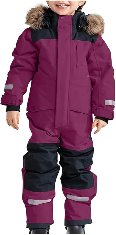Générique Combinaison de ski pour garçons vêtement thermique hiver neige chaude extérieur coupe-vent capuche amovible softshell boue — Vetements ski