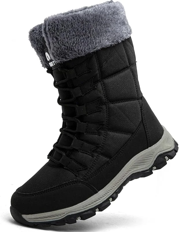 Bottes de Neige Femme Doublé Chaud Antidérapantes Outdoor Bottine de Randonnée Chaussures d'hiver — Equipement ski