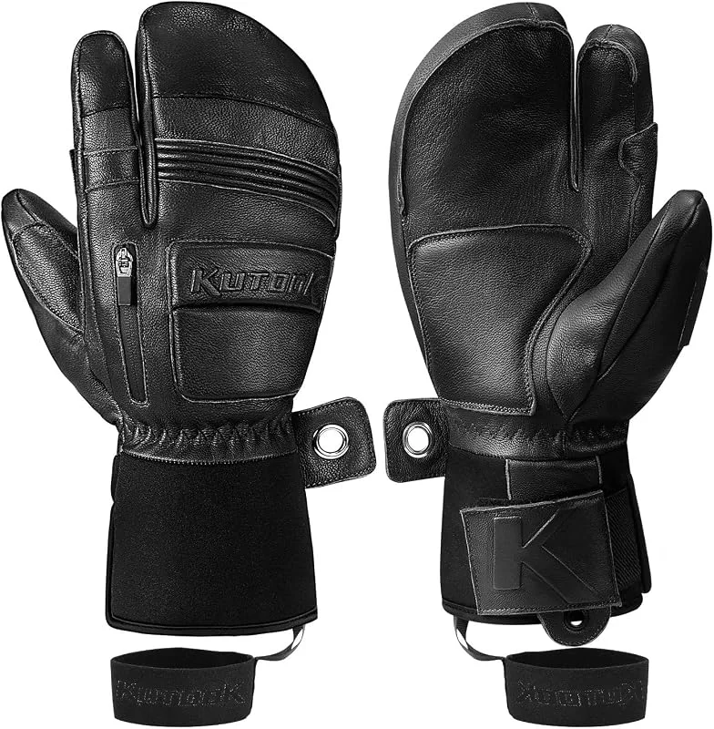 KUTOOK Gants Ski Chauffants Hiver Homme Femme Imperméable 3M Thinsulate Cuir Thermique Anti Froid Chaud Snowboard — Vetements ski