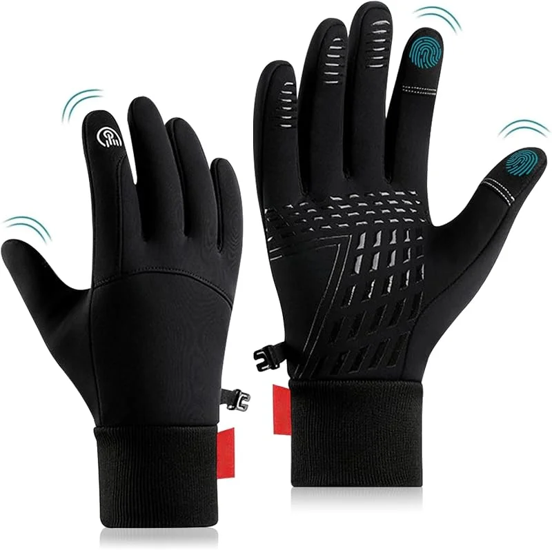 VAKKI Gants de Cyclisme, Gants Hiver Chaud Sports à Écran Tactile, Gants de Course à Pied, Imperméable et Antidérapant Idéal pour Vélo Moto Ski Snowboard Course Randonnée Camping — Vetements ski