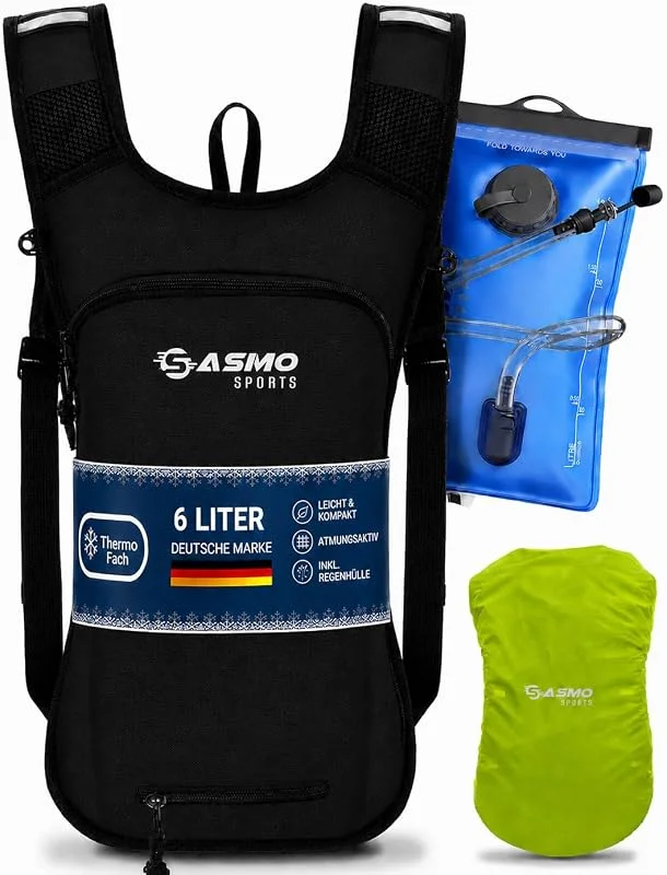 SASMO® Sac à dos de vélo 20 l, 25 l - Avec sac à bandoulière, compartiment thermique, filet pour casque - Sac à dos VTT - Ultraléger - Imperméable - Protection contre la pluie - Sac à dos d'hydratation — Equipement ski