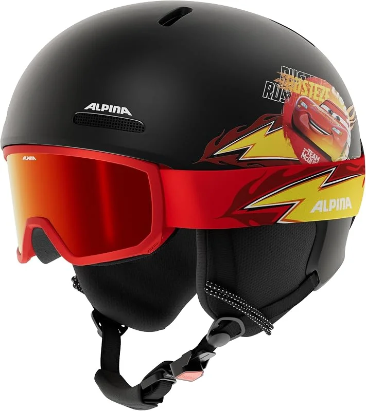 ALPINA ZUPO 2 Disney Set – Set Disney Haut de Gamme, sûr et Exclusif composé d’Un Casque de Ski et d’Un Masque de Ski, pour Enfants. - Cars - 52-56 — Equipement ski
