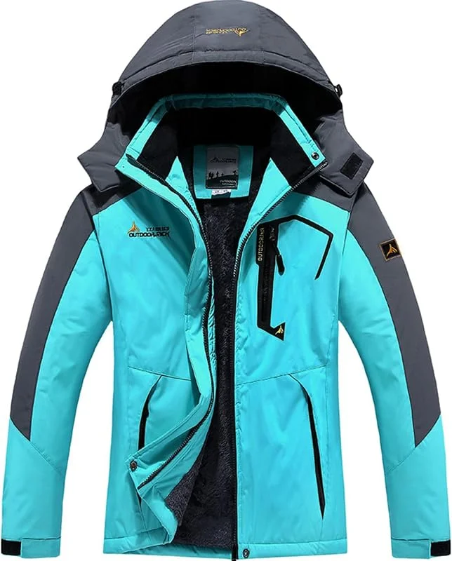 BenBoy Femme Veste de Ski Chaude Imperméable de Montagne Manteau Hiver Coupe-Vent Outdoor Blouson avec Capuche Softshell en Polaire Veste Trekking Randonnée — Vetements ski