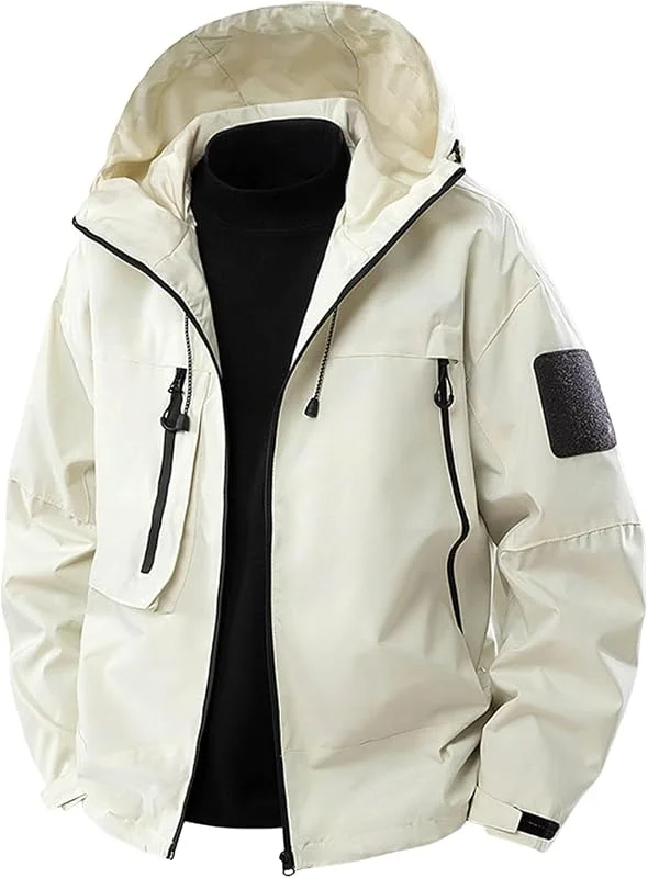 Veste De Ski Homme Outdoor Imperméable Polaire Manteau Blouson Militaire Tactique avec Capuche Amovible Épais pour Voyage Snowboard Fonctionnel — Vetements ski