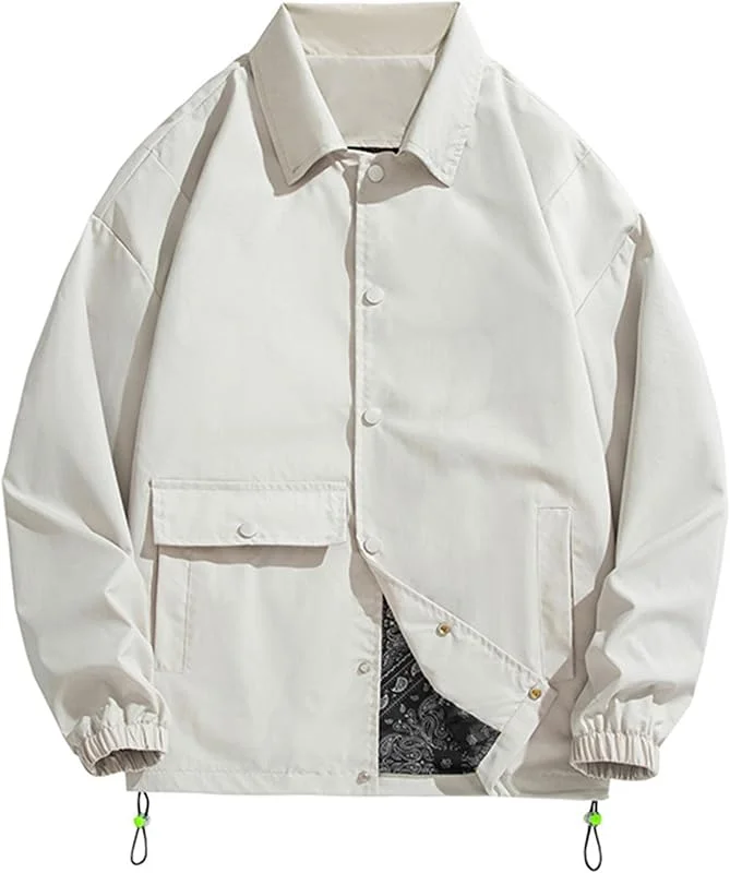 ZDJSWJ Hommes col montant veste de travail polaire full zip coupe-vent armée manteau Wild Slim coupe-vent Casual — Vetements ski