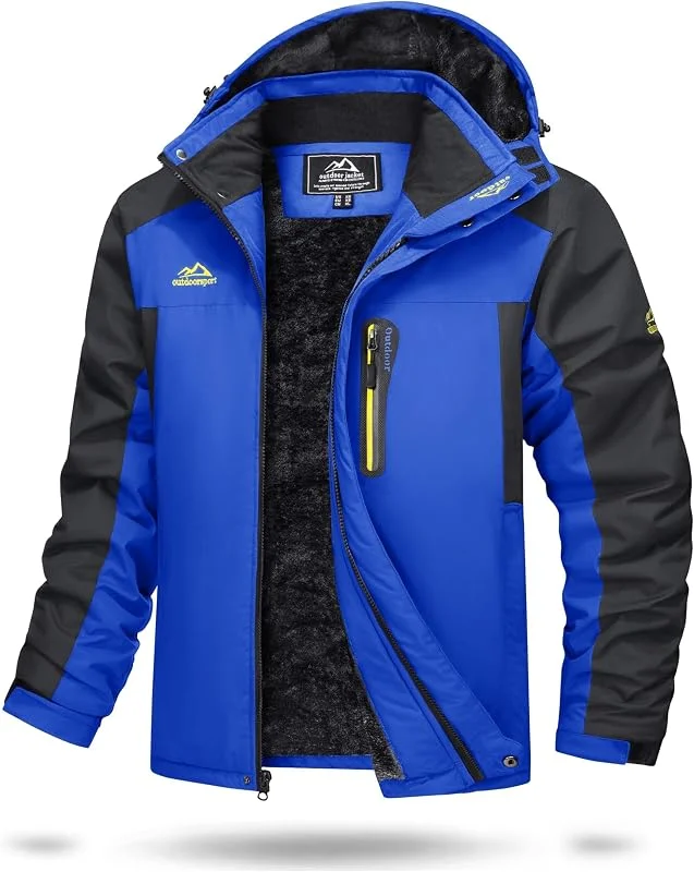 TACVASEN Veste Ski pour Homme Vestes Imperméable Chaudes Polaires Vestes De Randonnée Manteau Épais avec Capuche Amovible — Vetements ski