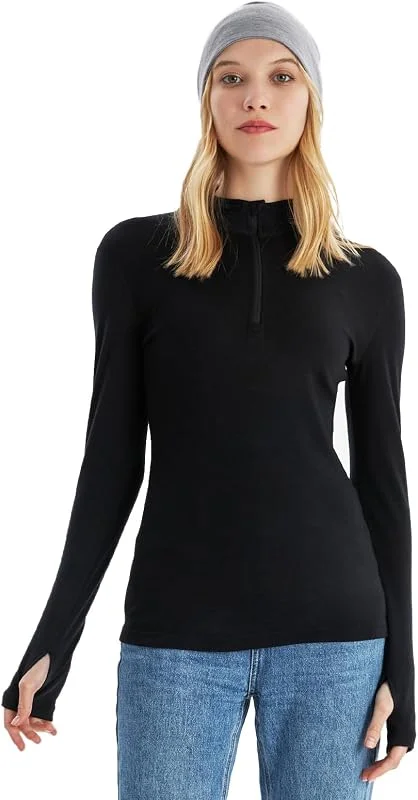 Merino Protect sous Vetement 100% Laine Merinos Femme Poids Lourd Chemise À Manches Longues Doux Chemise Pull Randonnée Ski — Vetements ski