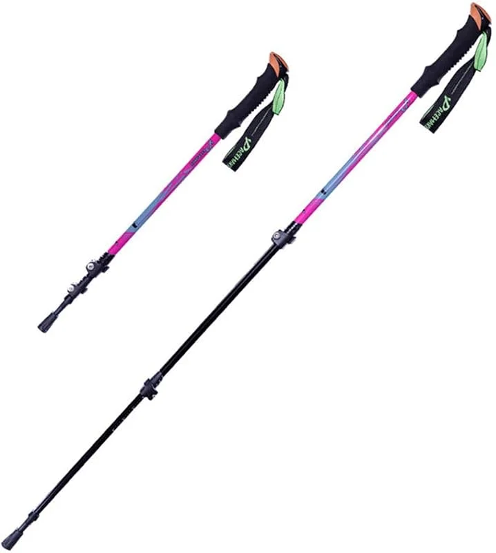 Bâtons De Randonnée Alliage D'aluminium Télescopique à Trois Sections, Poignets Antidérapants, Système De Verrouillage 3ls, Bracelet Tressé Réglable — Equipement ski