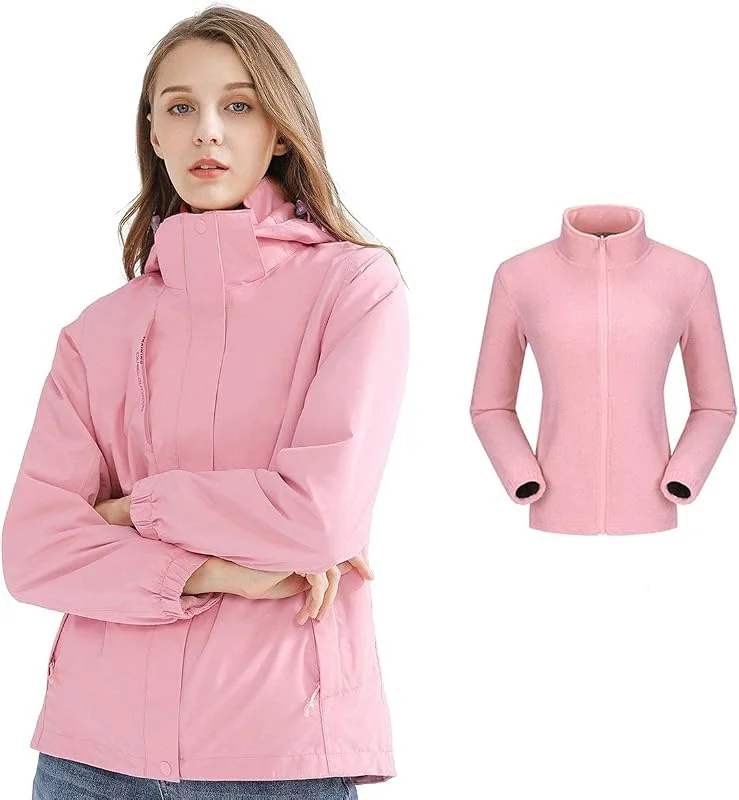 MU Nouvelles Manteaux D'Hiver Pour Femmes 3-En-1 Veste de Ski de Neige À L'Eau Résistant À L'Eau En Molleton Hiver Veste Chaud Veste Parka Manteau Vêtements Pour Snowboarding, Pink, Xxl — Vetements ski