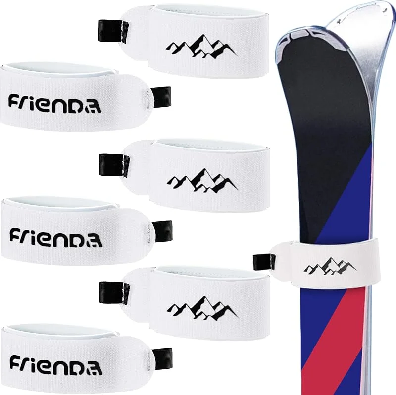 6 Pièces Sangles de Ski Bandoulières de Ski Réglables Bande de Fixation de Ski pour Familles Noël Vacances Hiver (Blanc) — Equipement ski