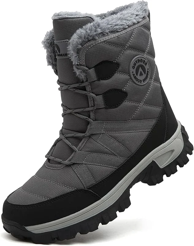 Bottes de Neige Homme Imperméable Bottines de Hiver Doublure Chaude Fourrées Extérieur Antidérapante Boots — Equipement ski