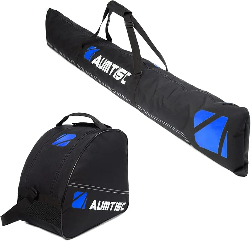 AUMTISC Housse Ski Rembourrée, Sac Ski - Sac de Ski et Chaussures avec Longueur Réglable jusqu'à 200 cm - Parfait pour Skis, Bottes et Casques — Equipement ski