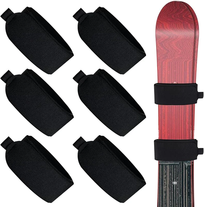 Lot de 6 Sangles de Ski RéGlables, 48x5cm Fixation Ski, Polyvalentes Sangles de Ski Bande de Fixation avec Coussinets de Protection EVA pour Skis, BâTons, ÉQuipement de Ski — Equipement ski