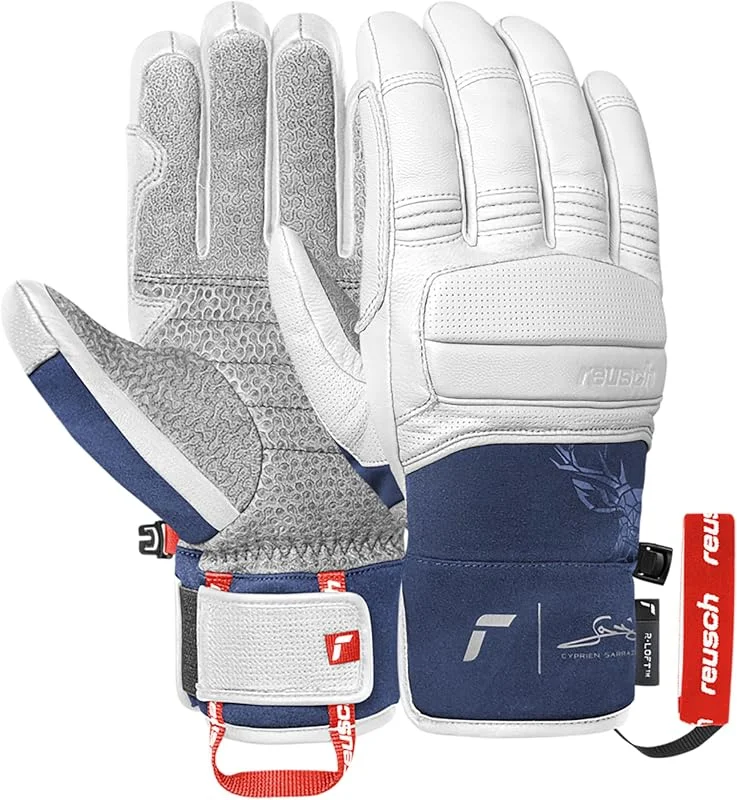 Reusch Cyprien Sarrazin Gants de Ski Unisexes – Gants d'hiver imperméables et Coupe-Vent en Cuir de chèvre avec Rembourrage des articulations et des Doigts, Chauds, Respirants, Robustes — Vetements ski
