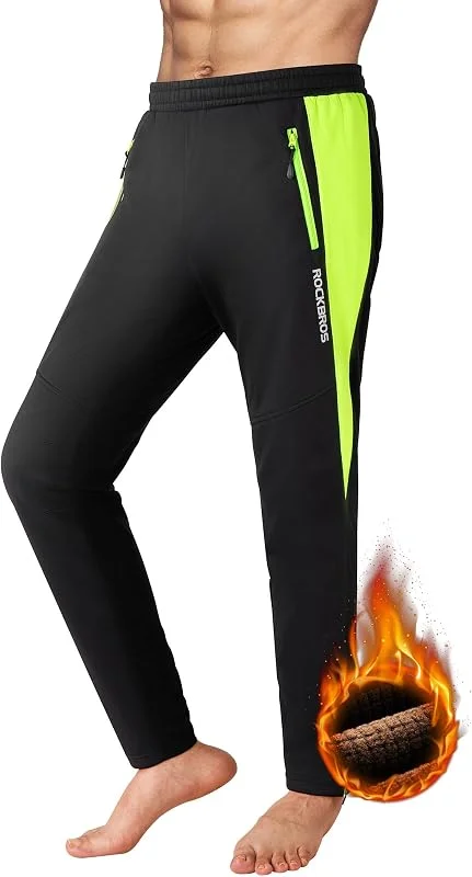ROCKBROS Veste, Pantalon de Vélo Thermique Hiver Vêtements de Vélo Molleton Polaire Coupe-Vent Respirant Réglable Activités de Plein Air Cyclisme Escalade Randonnée Camping Course Vert Fluo M-4XL — Vetements ski