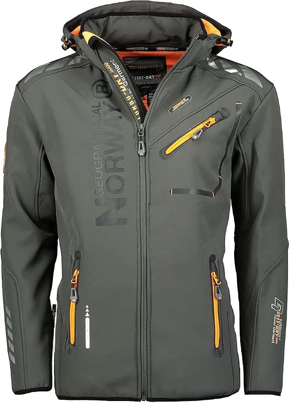 Geographical Norway Royaute Men Distribrands - Veste Softshell Homme Impermeable - Manteau Respirant À Capuche Outdoor - Blouson Coupe Vent Tactique Resistant Hiver — Vetements ski
