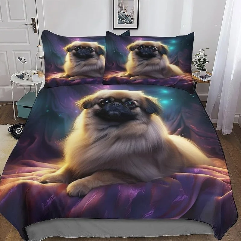 Animal Chien Parure De Lit Housse De Couette Impressio 3D Microfibre Ultra Doux Hypoallergénique avec Taie d'oreiller 3 Pièces Garçons Filles Enfants Double (200x200cm) — Equipement ski