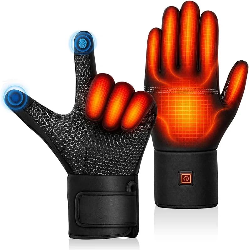 Gants chauffants pour homme et femme, gants de ski avec doigts tactiles et 3 réglages de chaleur, gants fins et chauds pour l'hiver, l'équitation, le ski, la randonnée, le cyclisme, la chasse — Vetements ski
