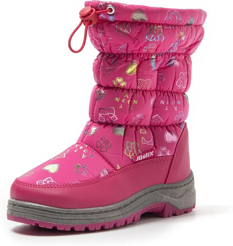 JOMIX Bottes de Neige Enfant Fermeture éclair Bottines Fourrure Fille Garçon Chaussures d'hiver pour Enfants Chaude Antidérapante — Equipement ski