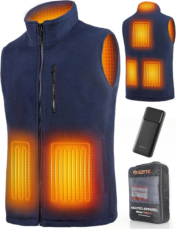 Gilet Chauffant Homme avec Batterie Incluse, Veste Chauffante Sans Manche, Doudoune et Blouson Chauffant Électrique en Polaire, 6 Zones de Chaleur pour l'Hiver — Vetements ski