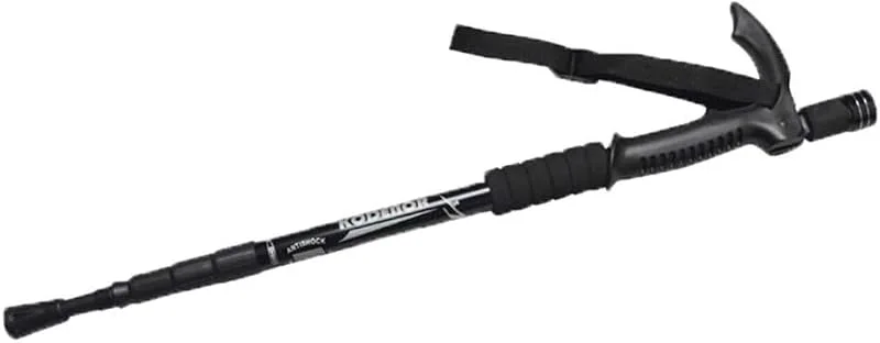 Bâtons De Randonnée 1 Paquet avec Alliage D'aluminium 3 Section T Poignée avec Lampe Ressort De L'amortisseur Système De Verrouillage Interne pour La Randonnée, Camping — Equipement ski