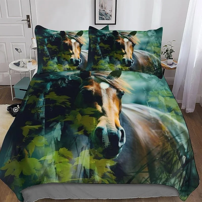 Cheval Housse De Couette De Couette en Douce Microfibre Coton pour Enfants Et Adolescents Microfibre Parure De Lit Double (200x200cm) — Equipement ski