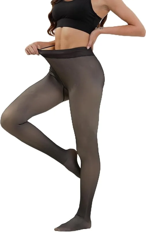 Merlvida Collant Polaire Femme Effet Transparent S-3XL - Collant Thermique Épais, Legging Chaud Femme Hiver - Collants à Taille Haute et Doublés Grande Taille — Vetements ski