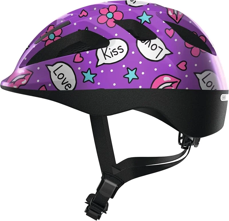 ABUS Casque pour enfants Smooty 2.0 - Casque de vélo robuste pour les petits enfants dans le siège passager - pour filles et garçons - Violet avec motif, taille S — Equipement ski