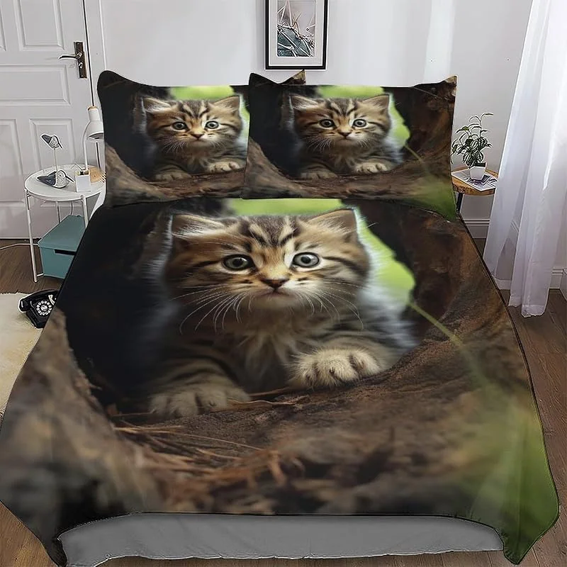 Animal Chat Housse De Couette 3 Pièces Ensemble Microfibre Hypoallergique Douce Parure De Lit en, pour Adultes Et Adolescents, avec Housse Couette Et Taies d'oreiller Double (200x200cm) — Equipement ski