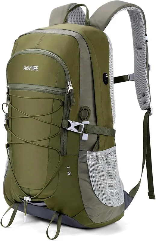 HOMIEE Sac à Dos de Randonnée, Sac de Trekking 45L Grande Capacité pour Homme Femme, Sac à Dos Pliable pour Alpinisme Escalade Ski Camping — Equipement ski