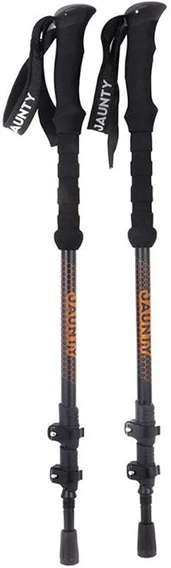 Bâtons De Randonnée 1 Paire Tige Droite en Fibre De Carbone Trois Sections, Poignée en Mousse EVA Allongée Absorbante, Serrure en Métal pour La MarcheEt La Randonnée, Black — Equipement ski