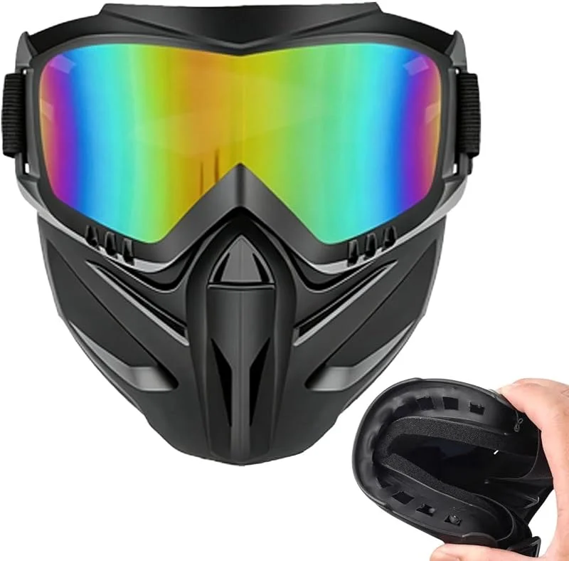 Masque de protection faciale anti-buée Avec Lunettes Détachables Protection — Equipement ski