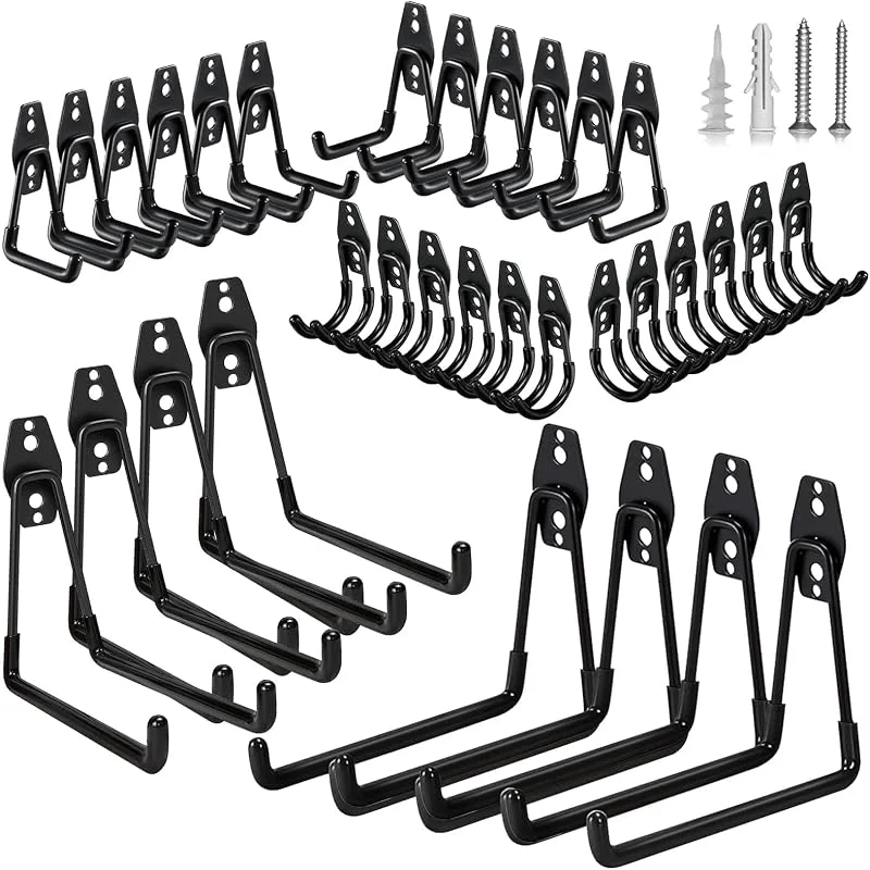 GUDEMAY Kit 32 Crochets Rangement Garage Porte Outils Mural Robuste — Equipement ski