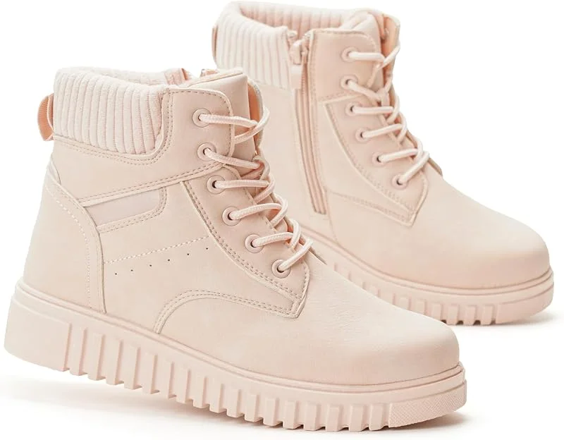 GLAMORA Bottines d’Hiver Femme Fourrées Chaudes, Bottes de Neige Grand Froid Après-Ski, Chaussures Randonnée Légère Trekking, Déperlantes Antidérapantes, Zip Latéral, Lacets, Semelle Crantée — Equipement ski