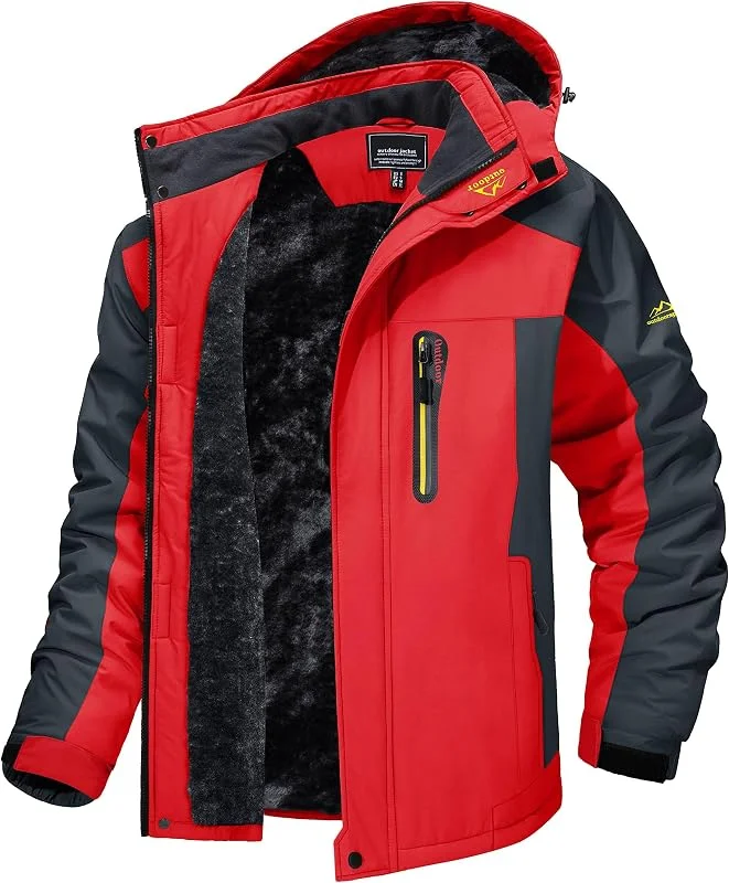 MAGCOMSEN Veste de ski imperméable pour hommes Veste polaire de randonnée coupe-vent avec capuche — Vetements ski