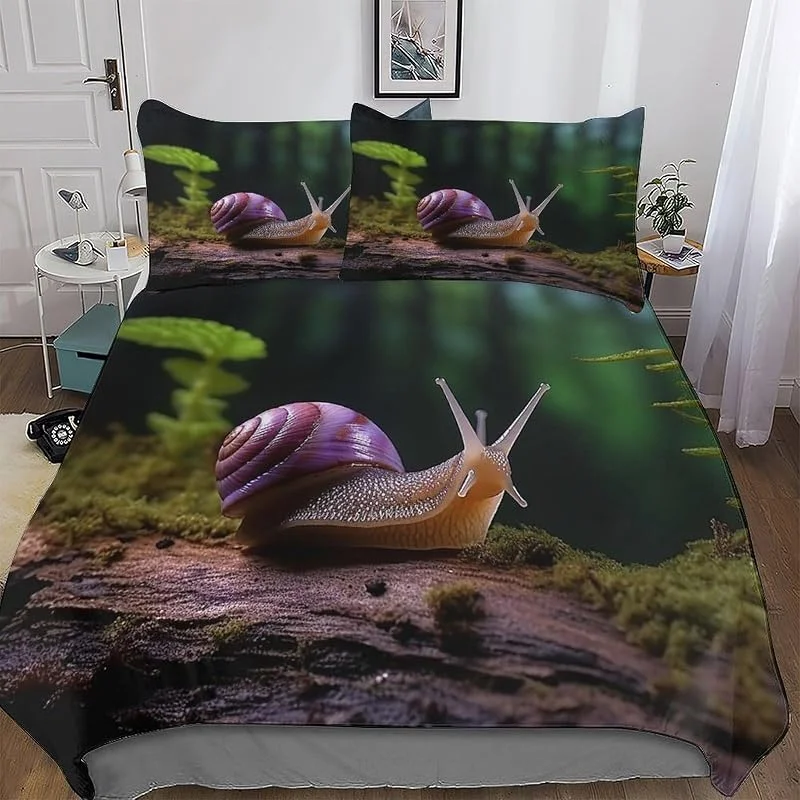 Animal Escargot Housse De Couette avec Taie d'oreiller Parure De Lit Microfibre Coton Set Housse De Couette 3 Pièces Douce Confortable Enfants Adultes Double (200x200cm) — Equipement ski