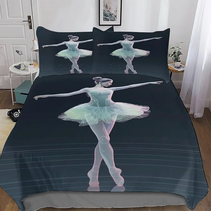 Ballet Motif Parure De Lit Impression 3D Housse De Couette avec Taie d'oreiller - Housse Couette pour Garçons Et Filles Microfibreavec Fermeture Éclair, Double (200x200cm) — Equipement ski