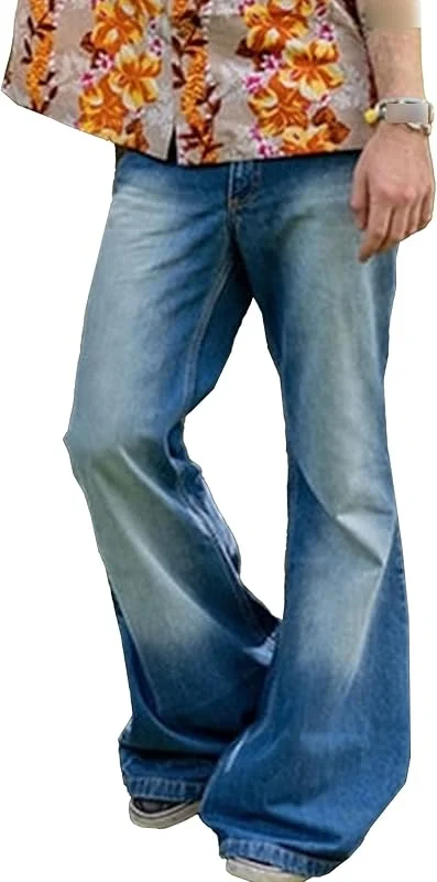 Hommes Vintage Loose Trompette Jeans Hommes Taille Haute Jambes Larges Danse Jeans Homme Comfort Disco Jean — Vetements ski