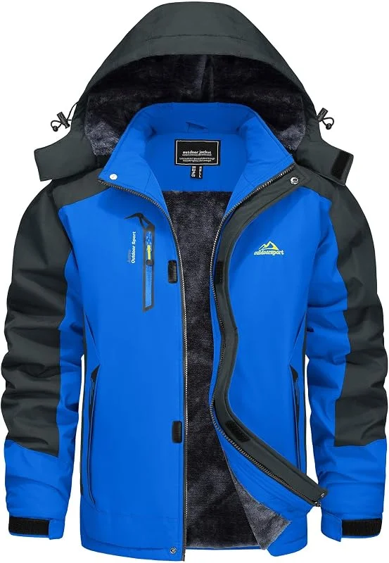 KEFITEVD Vestes Ski Homme Hiver Chaud Imperméables Polaire Coupe-Vent Manteau Avec Multi-Poches et Capuche Détachable — Vetements ski