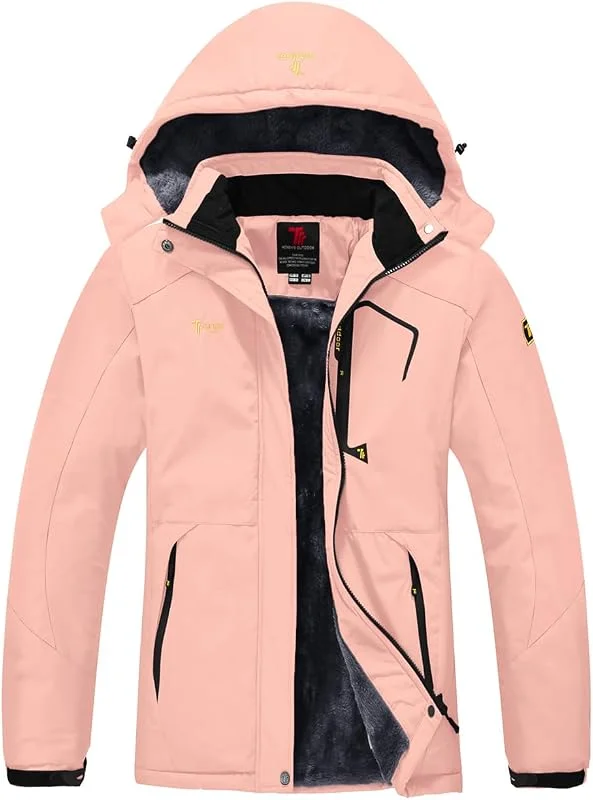 YSENTO Veste d'hiver imperméable pour femme - Veste de ski d'extérieur - Veste en polaire chaude - Veste fonctionnelle avec capuche amovible — Vetements ski