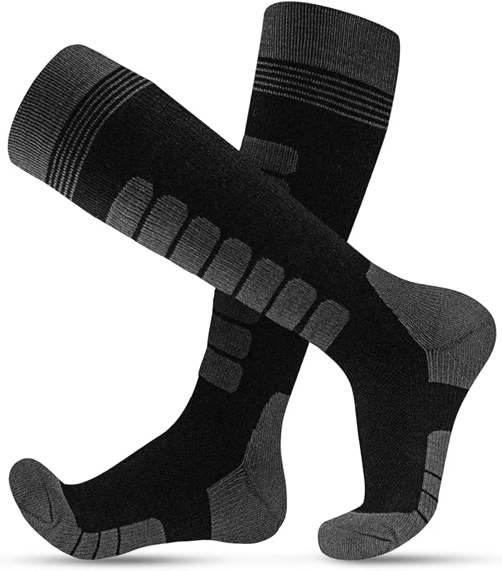 KEECOW Chaussettes de ski en laine mérinos pour homme et femme – Chaussettes thermiques chaudes pour l'hiver, le snowboard, la chasse en plein air – Hauteur genou — Equipement ski