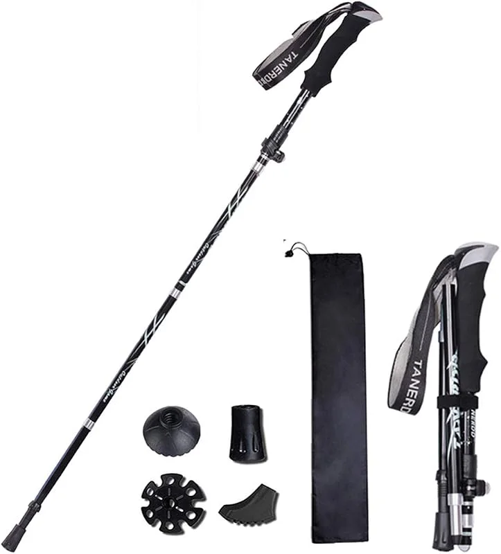 Bâton de Marche Pliable, Bâton de randonnée, Liège Respirant Poles Trekking Antichoc Antidérapant Bâton, Antichoc, Antiderapant pour Marche Nordique, Alpinisme, Ski, Trekking — Equipement ski