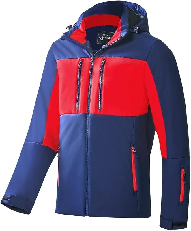 Black Crevice Veste de ski homme I Veste d'hiver homme haute qualité 100% polyester I Veste de ski homme à la mode I Veste outdoor homme coupe-vent et imperméable I Veste de ski respirante — Vetements ski