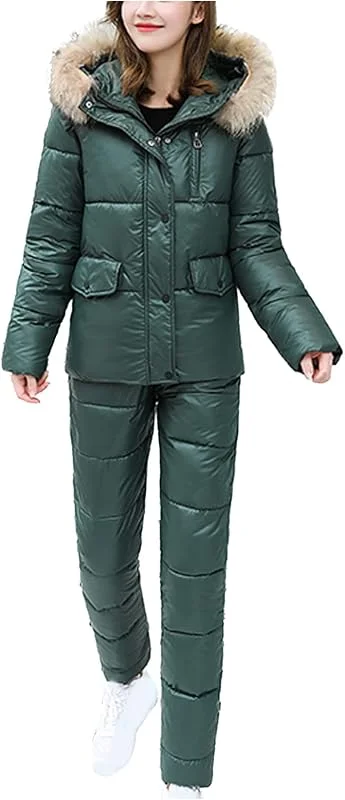 Combinaison de ski 2 pièces pour femme - 2 pièces - Combinaison de ski et de snowboard - Pantalon de snowboard - Veste de ski softshell avec capuche en fourrure - Ensemble de ski d'hiver — Vetements ski