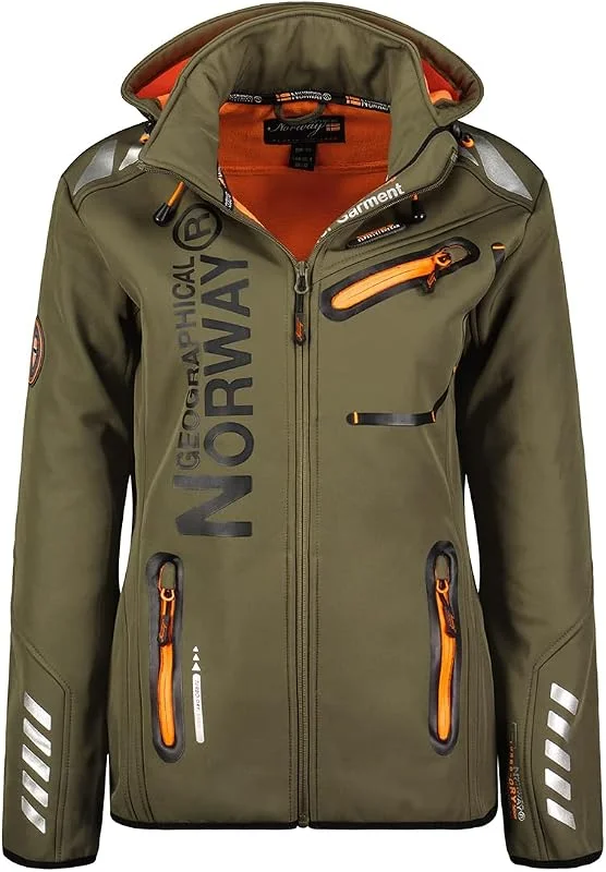 Geographical Norway Reine Lady - Veste Manteau Softshell Femme Capuche Impermeable - Blouson Coupe Vent Resistant - Doudoune Polaire Randonnee Ski Automne Hiver Printemps — Vetements ski