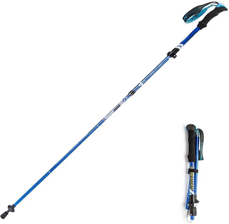 Bâtons De Randonnée Corps Rétractable Portatif, Connexion Filaire Intégrée, Bracelet en Nylon Bicolore pour La Randonnée, l'escalade — Equipement ski