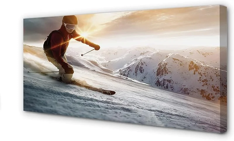 Tulup Peinture sur toile 100x50cm Tableau Decoration Murale Photo Image Sports d'hiver - bâtons de ski Homme — Equipement ski